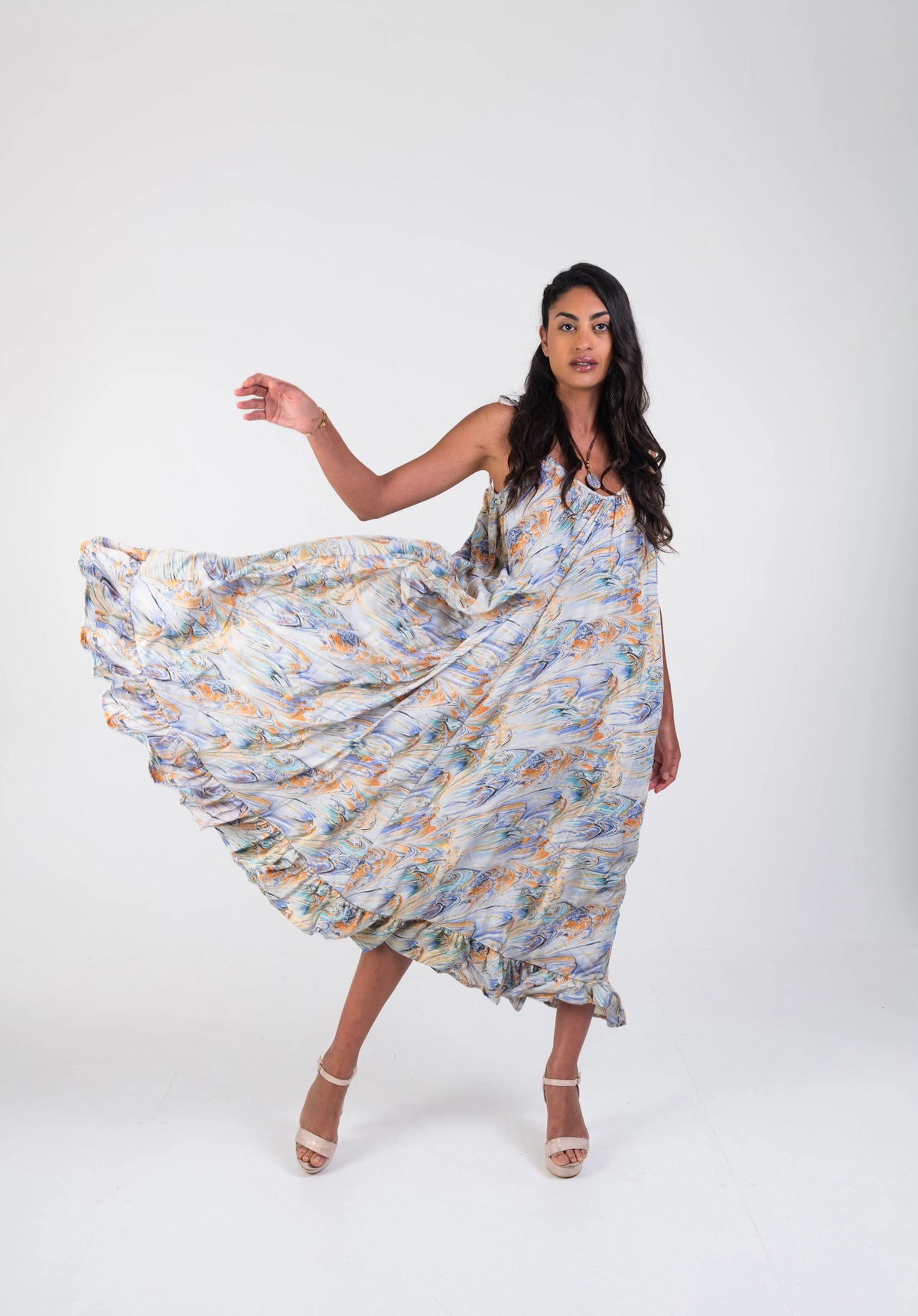 BOHO CREPÚSCULO – Women's Long Boho Dress (Silk-Feel Polyester, Lightweight)